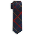 Navy Blue/ Red & Gold Capelle Collection Plaid Narrow Tie